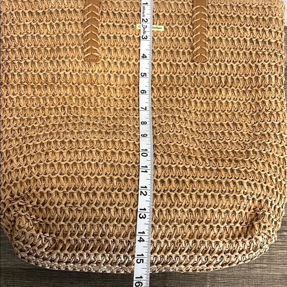 Catherine Malandrino Natural Woven Tote with Brown Handles - Picture 9 of 10